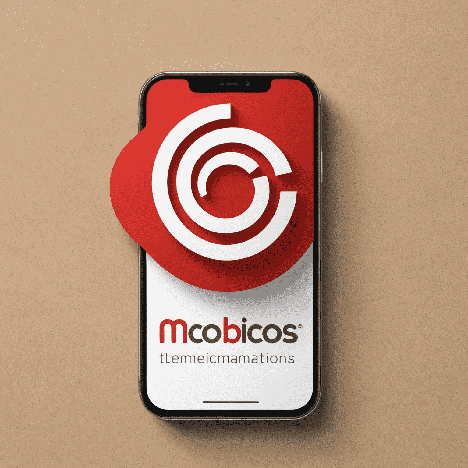 MobiCaPOS لوجو - شركة اتصالات متنقلة مع تصميم حديث يجمع بين اللون الأحمر والأبيض